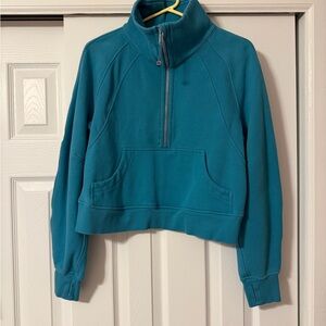 lululemon athletica Teal Quarter-Zip Cropped Sweatshirt